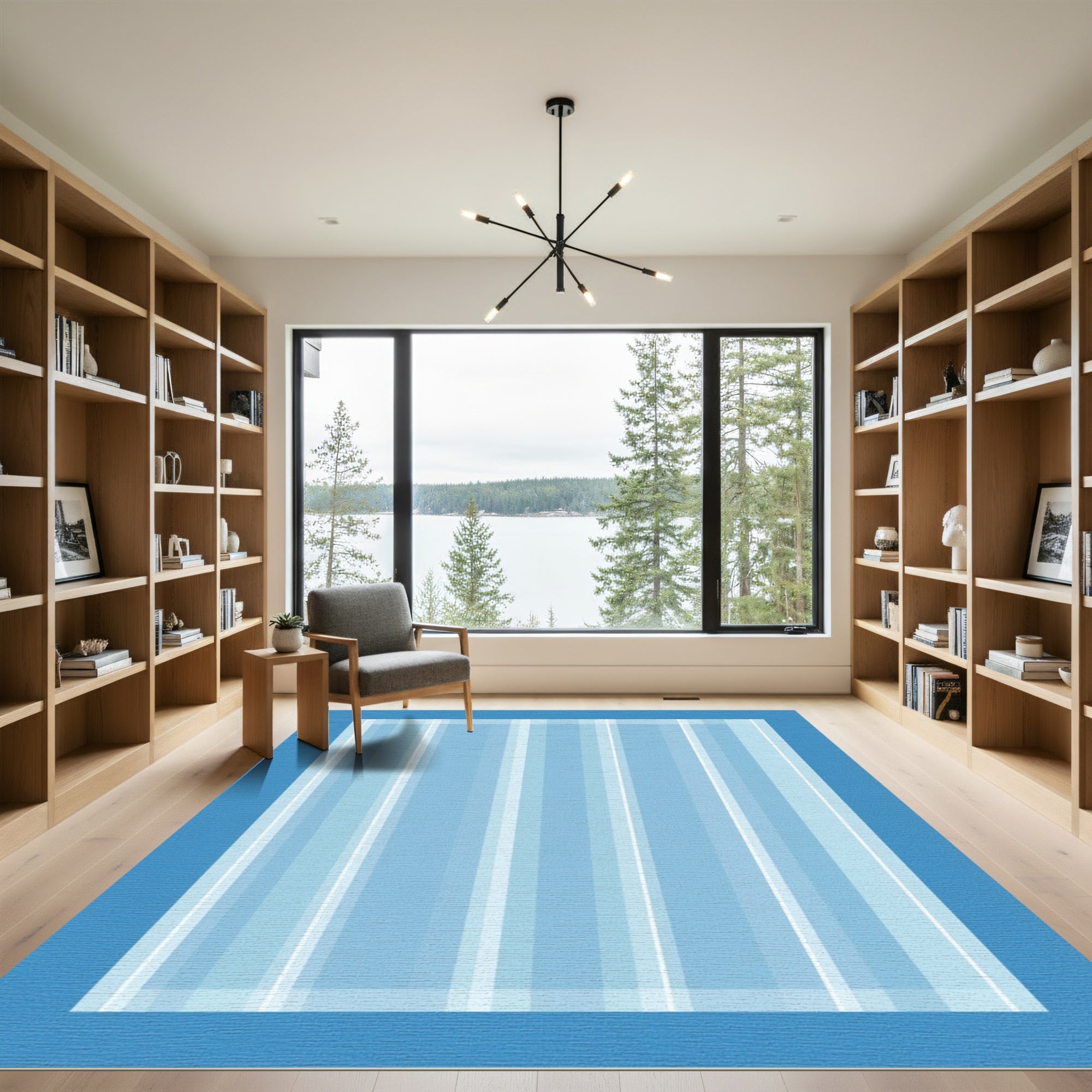 Cool Blue Vertical Stripe Rug
