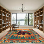 Brown Bear Mountain Forest Landscape Rug