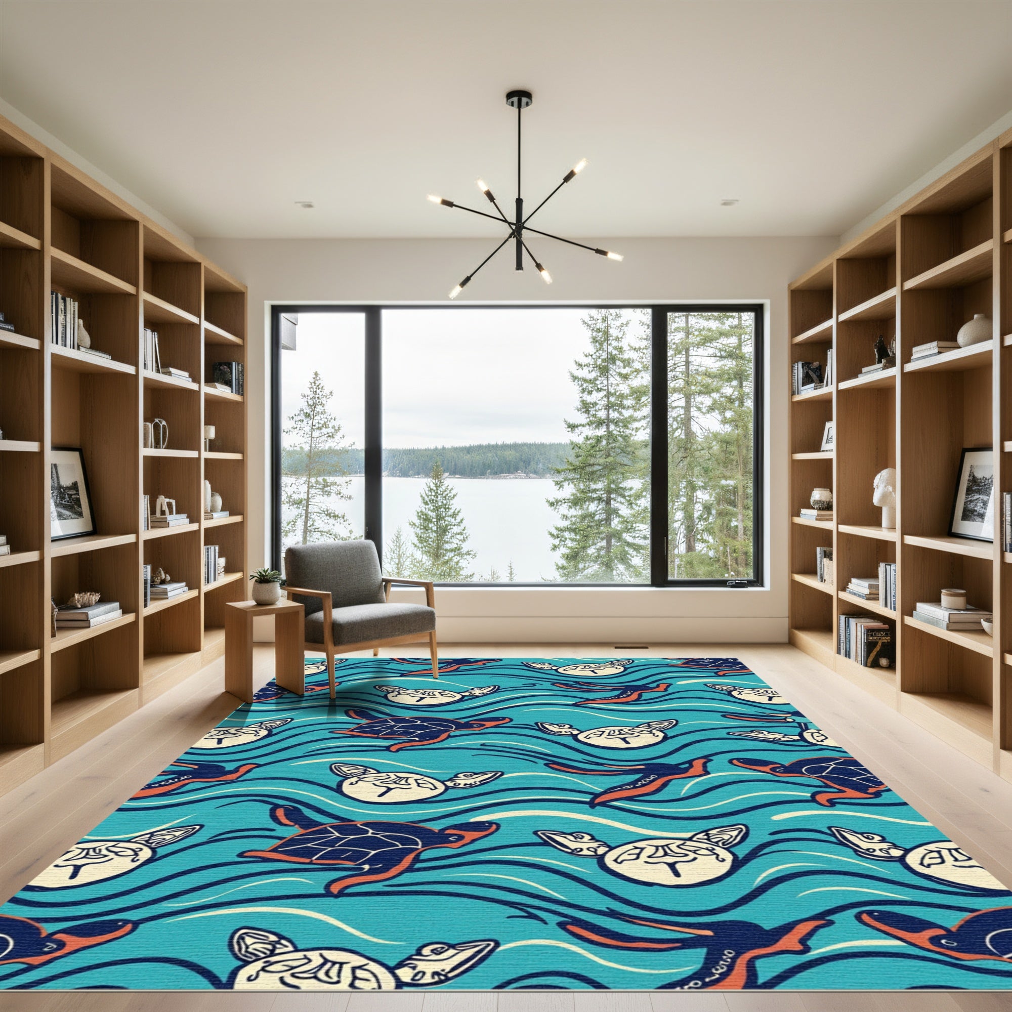 Blue Turtle Ocean Waves Rug