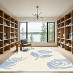 Light Blue Loose Floral Romance Rug