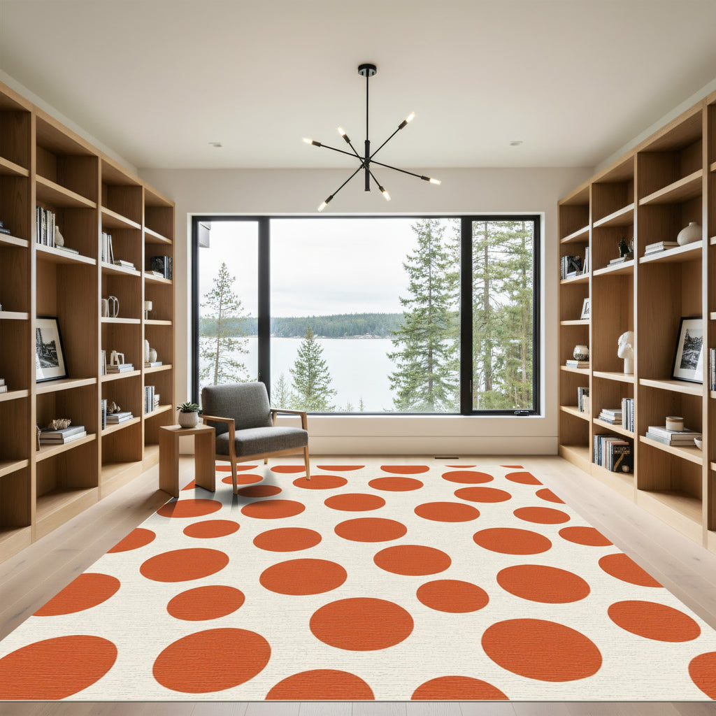 Terracotta Orange Polka Dot Circles Rug