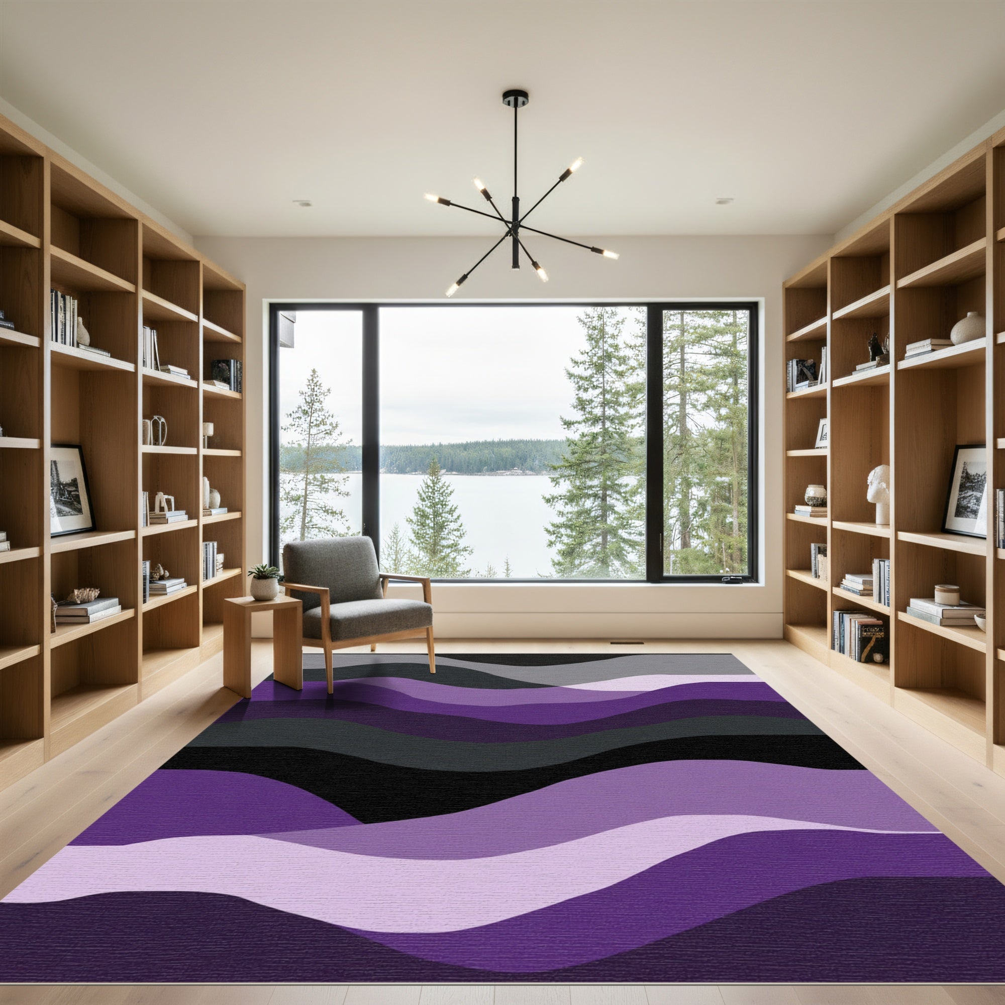Abstract Purple Gradient Wave Rug
