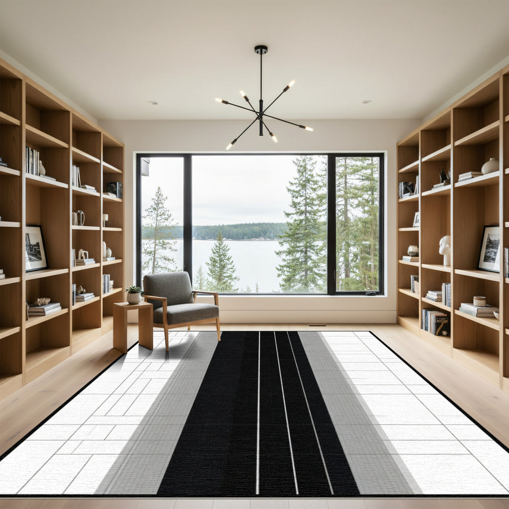 Monochromatic Geometric Tiled Stripe Rug