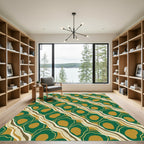 Emerald Gold Abstract Organic Waves Rug