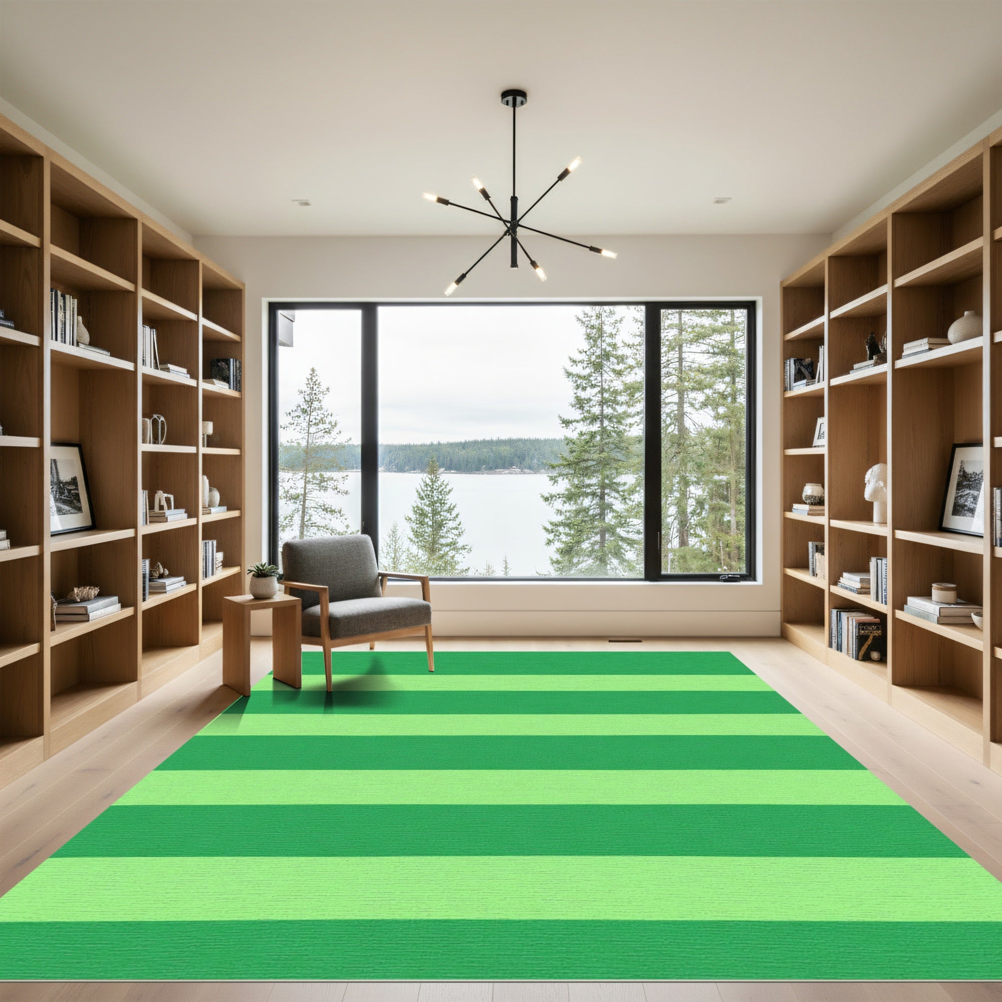 Fresh Green Two Tone Stripes Rug