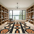 Art Deco Ochre Black Geometric Arch Rug