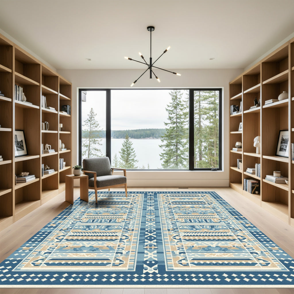 Navajo Inspired Geometric Stripes Rug