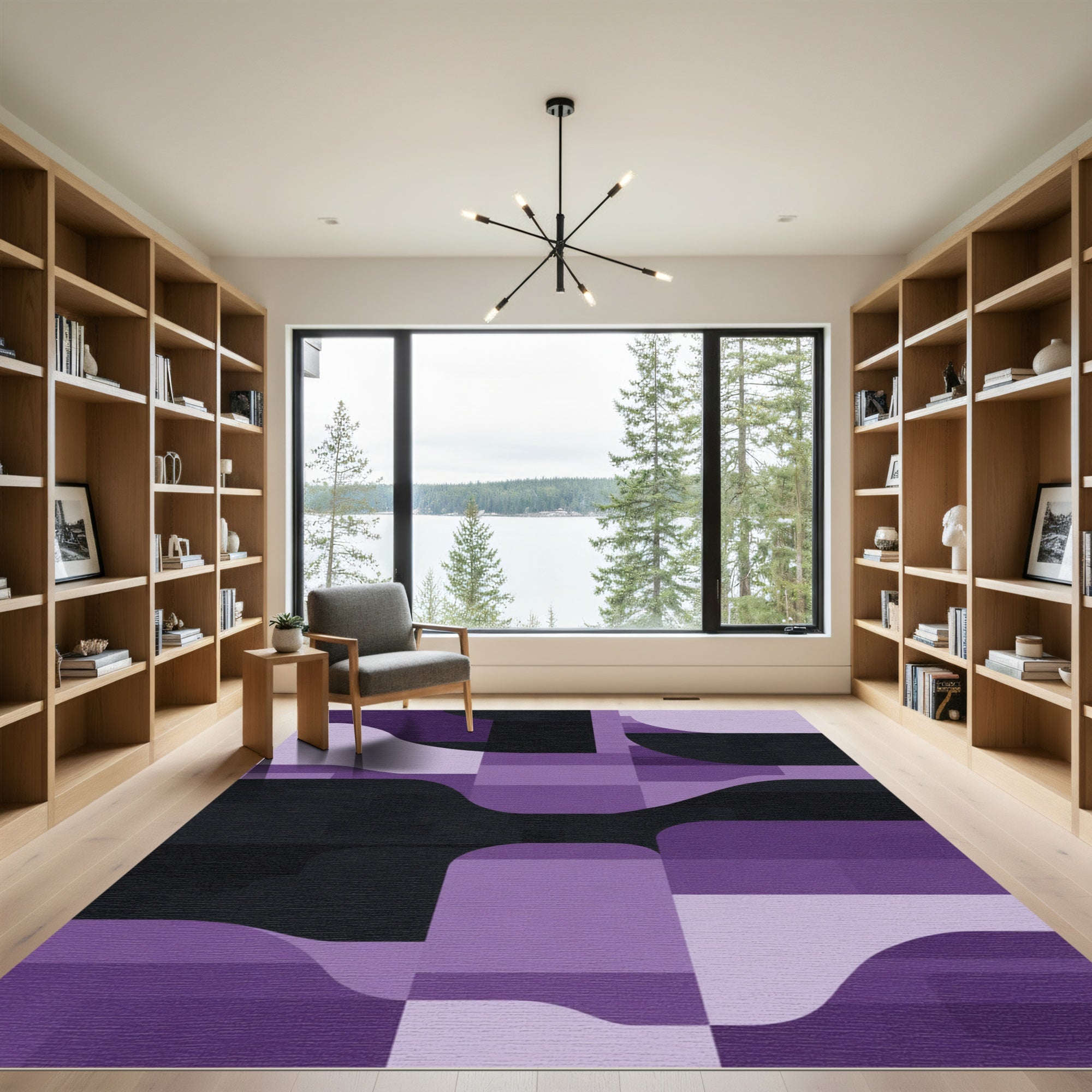 Amethyst Purple Abstract Geometric Overlay Rug