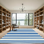 Bold Blue Cream Stripe Rug
