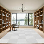Subtle Geometric Gray and White Tiles Rug