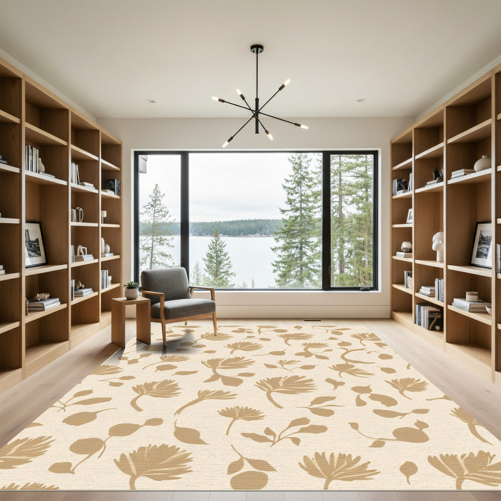Tan Botanical Scatter Rug