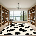 Cream Black Abstract SpotsRug Rug