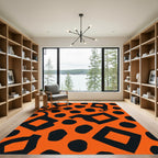 Bold Orange Black Witch Hat Accents Rug
