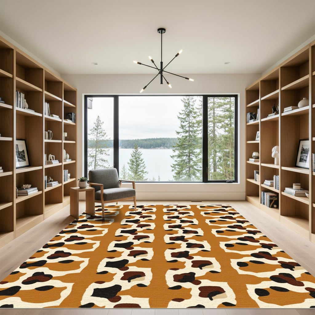 Abstract Animal Print Ochre Rug