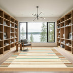 Earthy Neutral Stripes Geometric Edges Rug