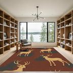 Golden Deer Silhouette Woodland Rug
