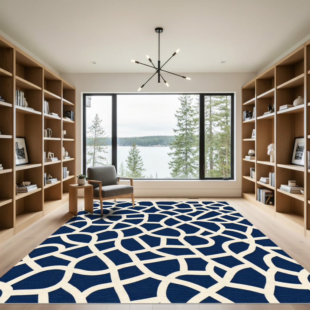 Lush Navy Organic Interlocking Web Rug