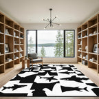 Black White Shark Silhouette Composition Rug