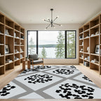 Abstract Gray Polka Dot Diamond Rug