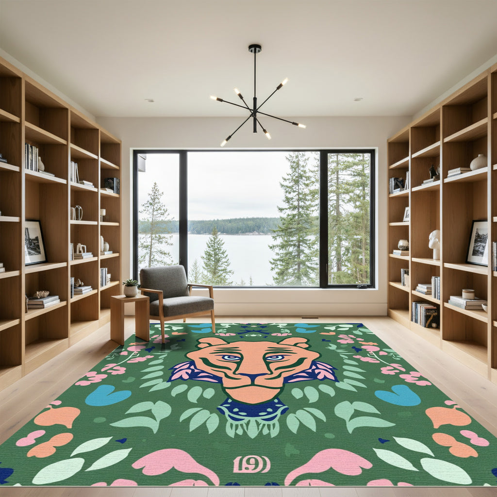 Orange Tiger Floral Woodland Charm Rug