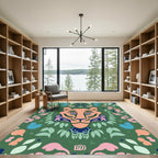 Orange Tiger Floral Woodland Charm Rug