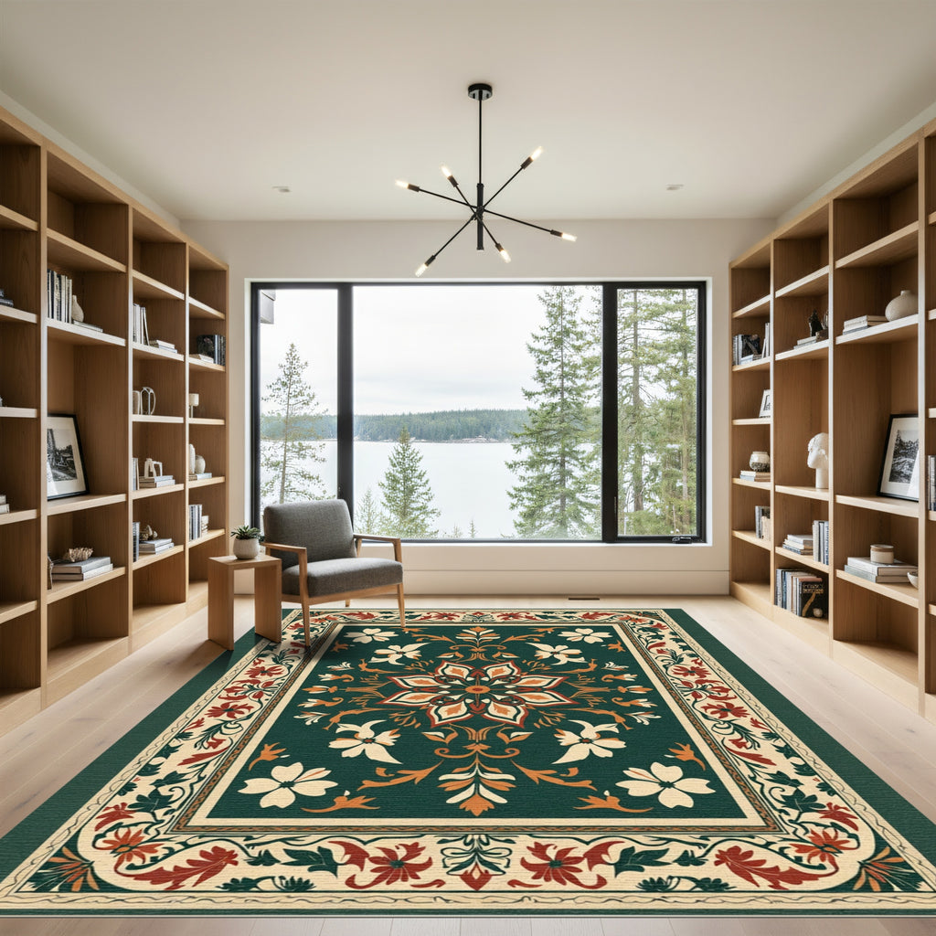 Traditional Red Floral Medallion Rug