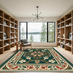 Traditional Red Floral Medallion Rug