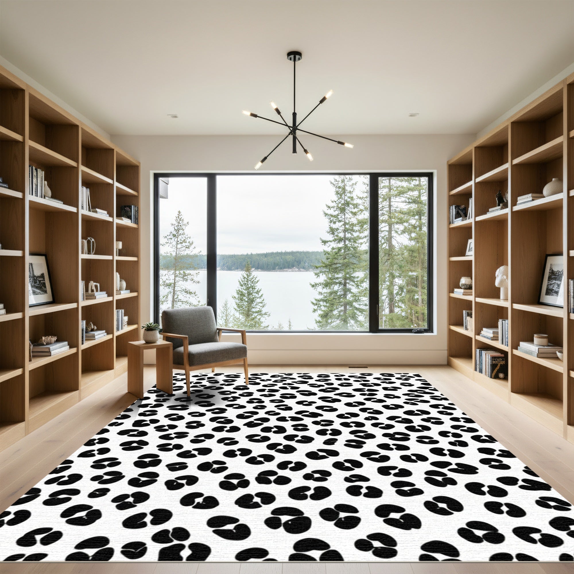 Bold Black Leopard Spots Rug
