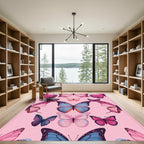 Pink Blue Butterfly Collage Rug