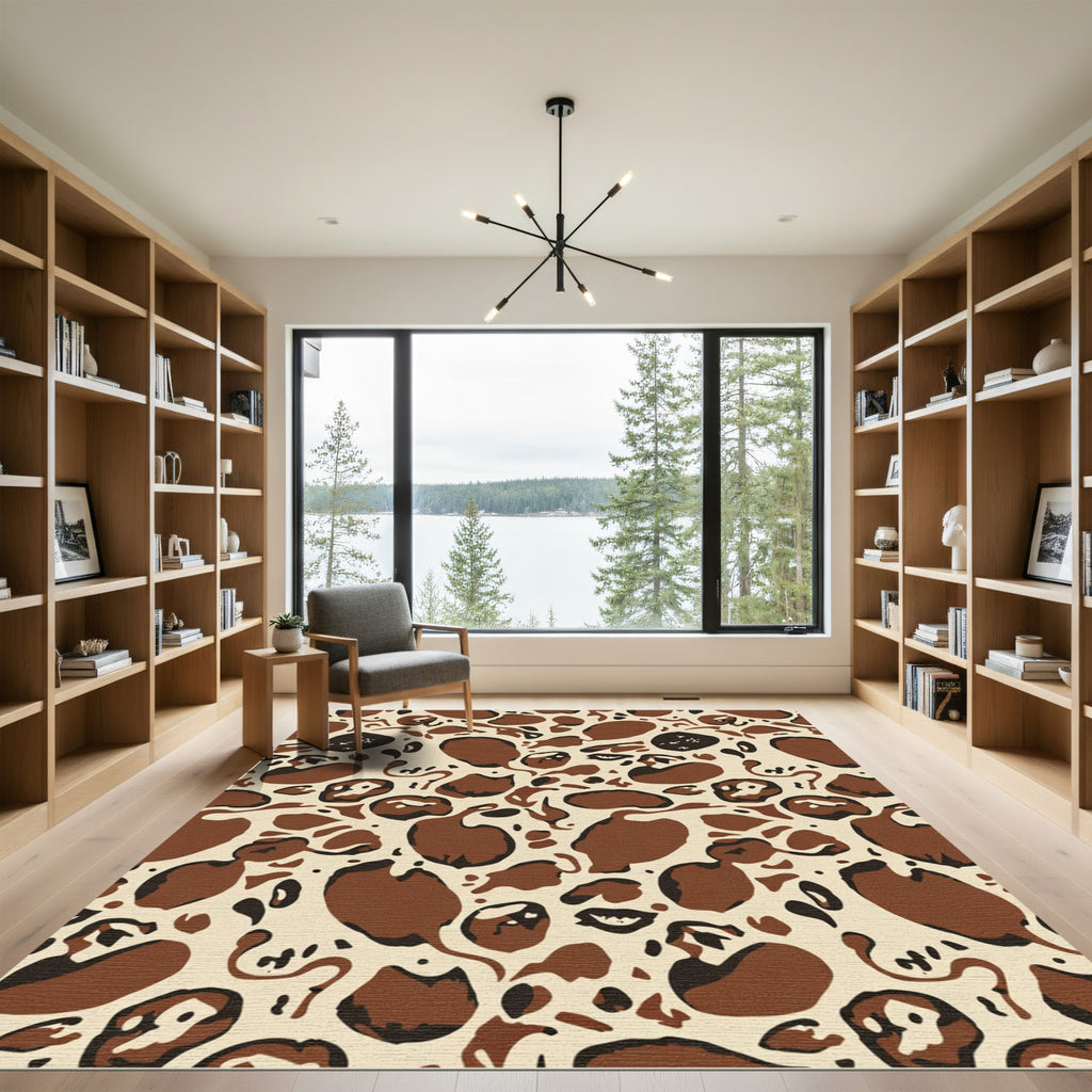 Earthy Abstract Blob Composition Rug