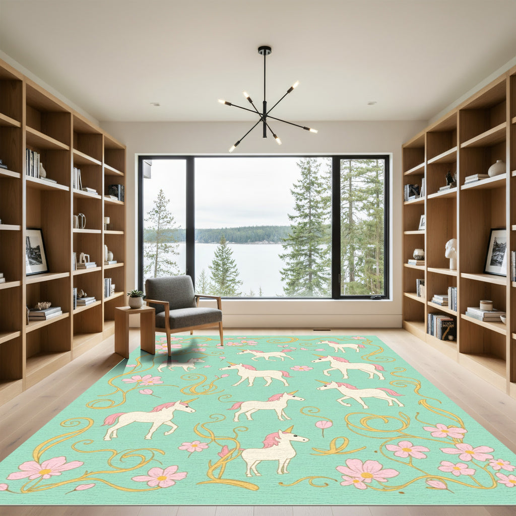 Pastel Unicorn floral Swirls Rug