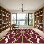 Rich Burgundy Abstract Organic Flow Rug