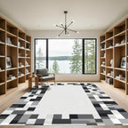 Monochrome Pixel Border Rectangular Rug