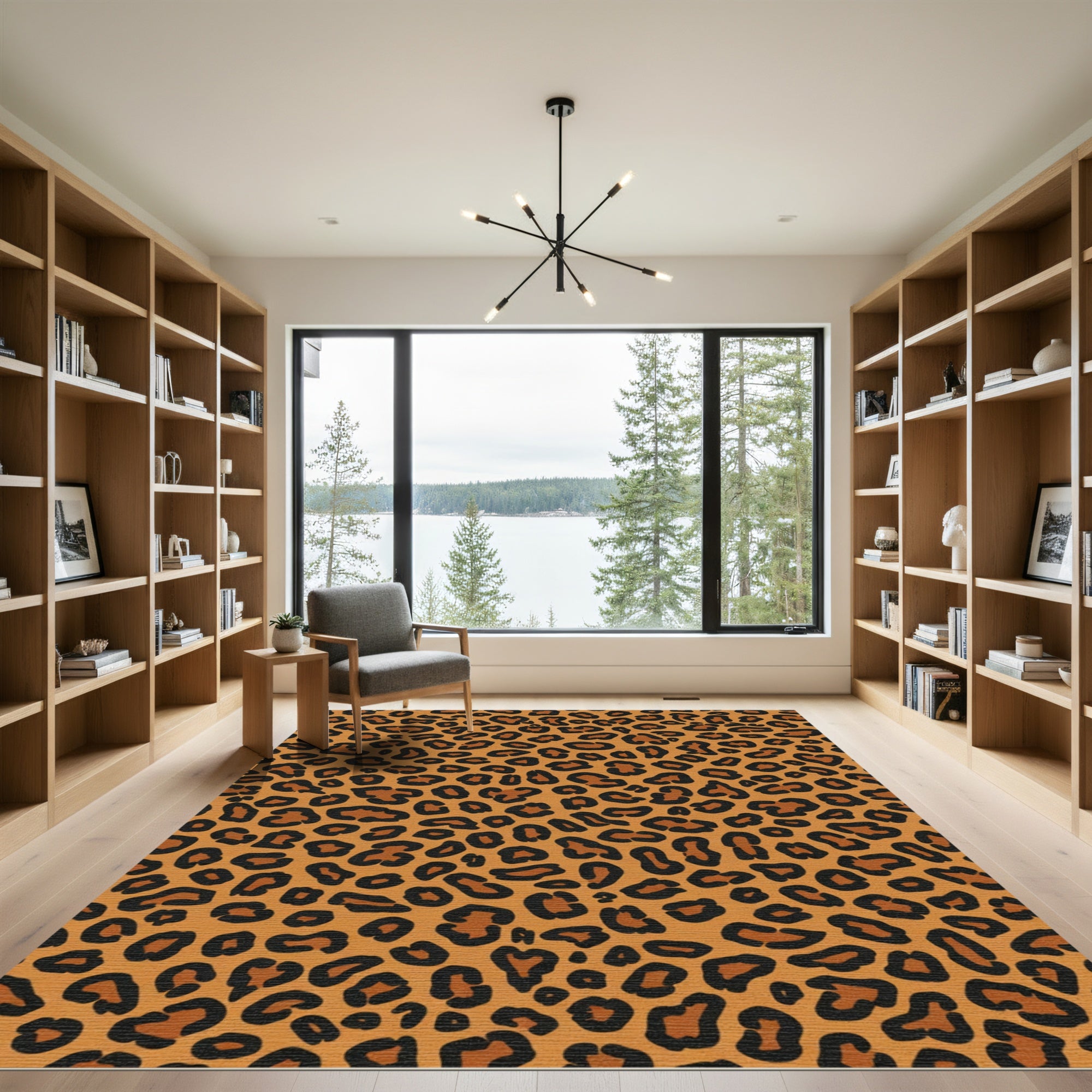 Golden Brown Leopard Spots Rug