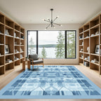 Geometric Layers Indigo Abstract Rug