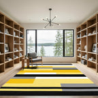 Bold Yellow Gray Black Stripe Accent Rug