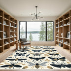 Textured Insects And Botanical Elements Rug