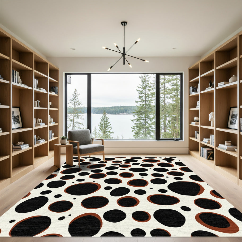 Brown Black Spotty Oval Collage Rug
