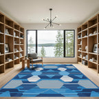 Blue Geometric Contemporary Hexagon Rug