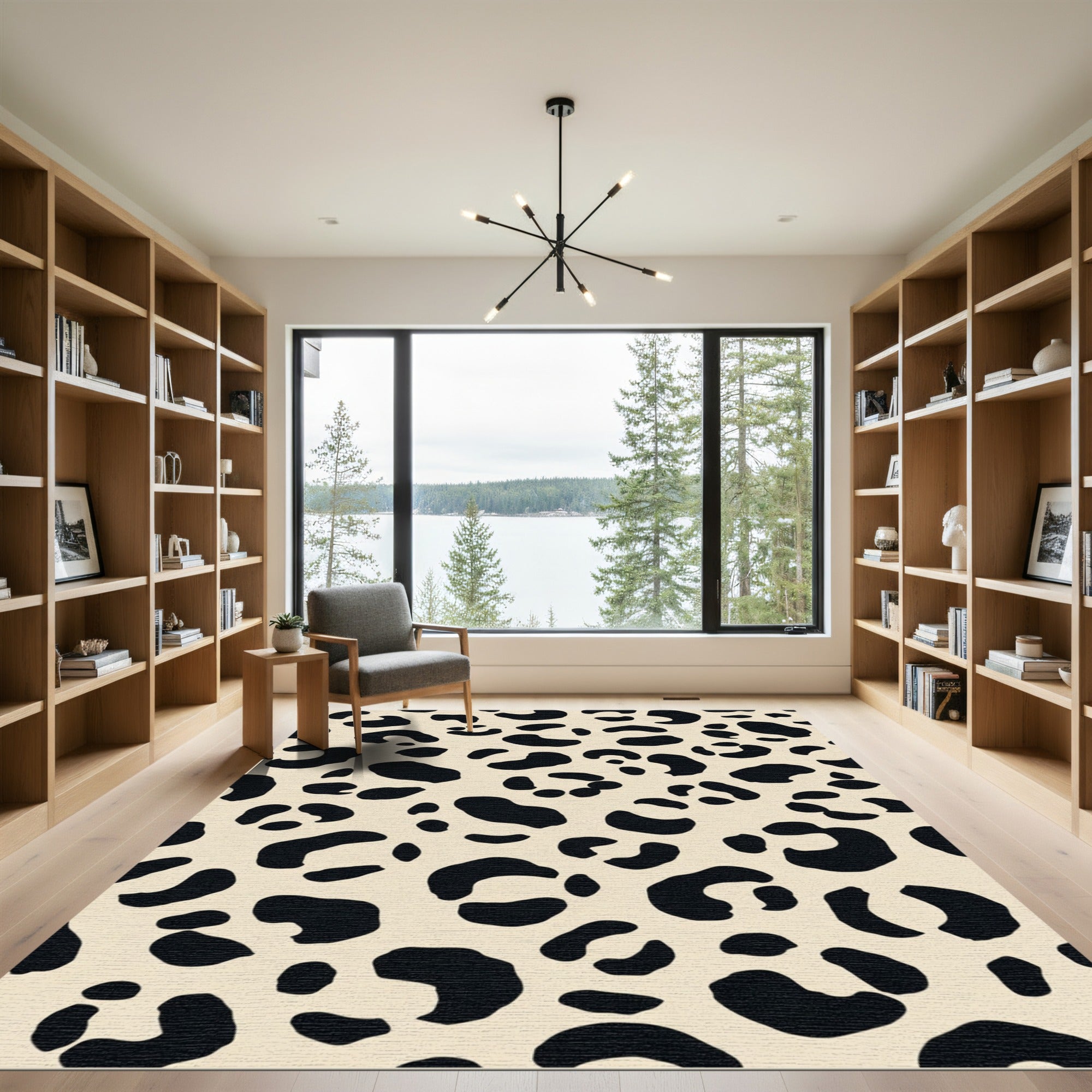 Classic Black Leopard Spot Rug