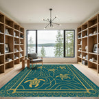 Golden Turtles Teal Wave Rug