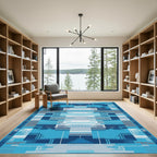 Abstract Geometric Blue Composition Rug