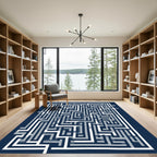 Navigational Abstract Geometric Stripes Rug