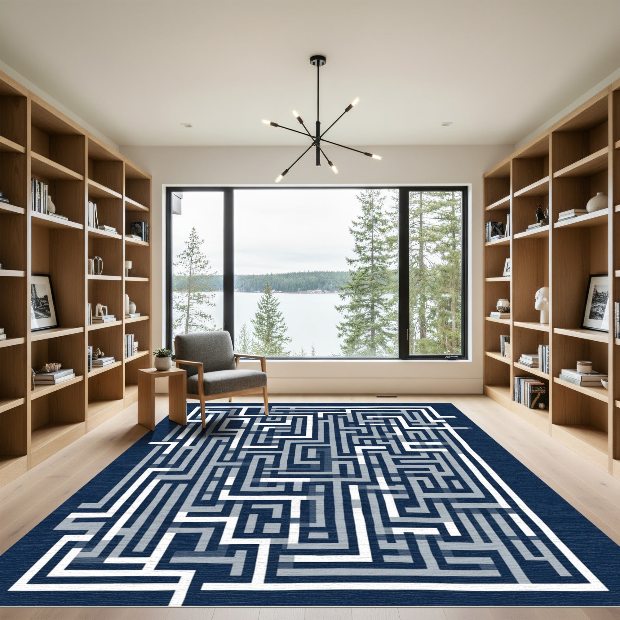 Navigational Abstract Geometric Stripes Rug