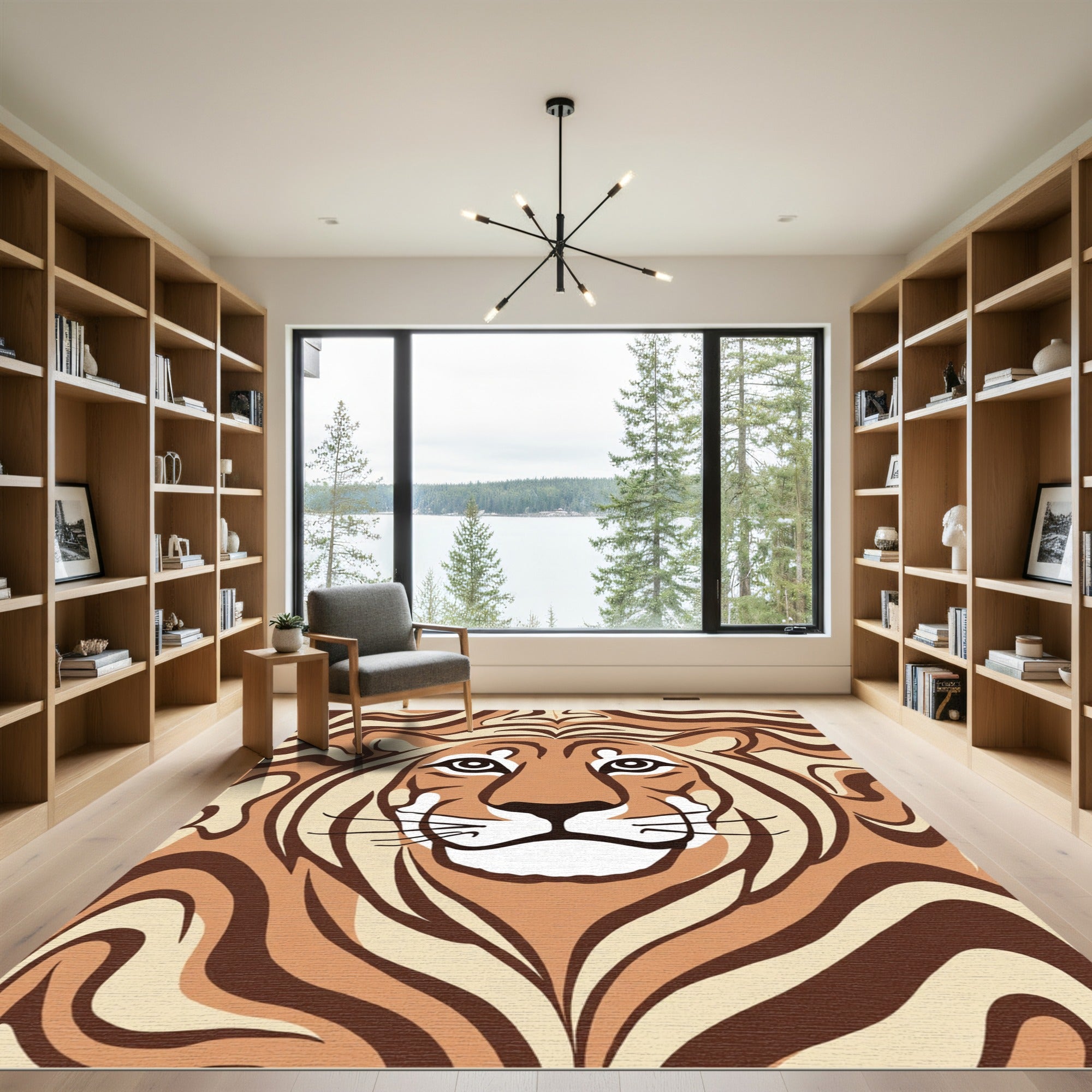 Bold Tiger Stripe Face Art Rug