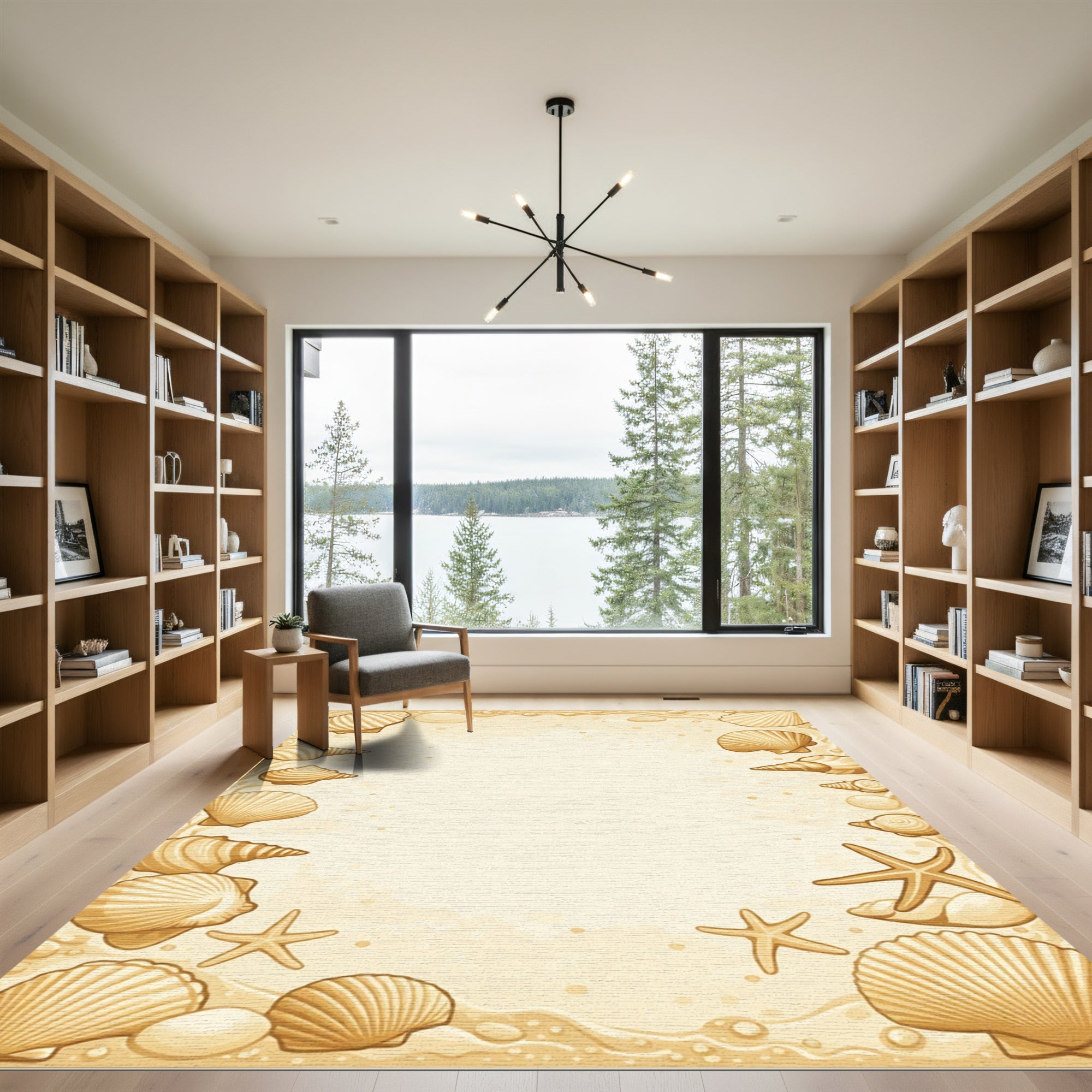 Sandy Beach Shell Starfish Border Rug