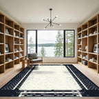 Geometric Pixelated Monochrome Border Rug