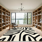 Abstract Black Organic Striped Rug