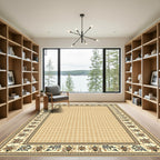 Beige Floral Medallion Border Rug