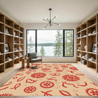 Crimson Floral Scatter Playful Rug